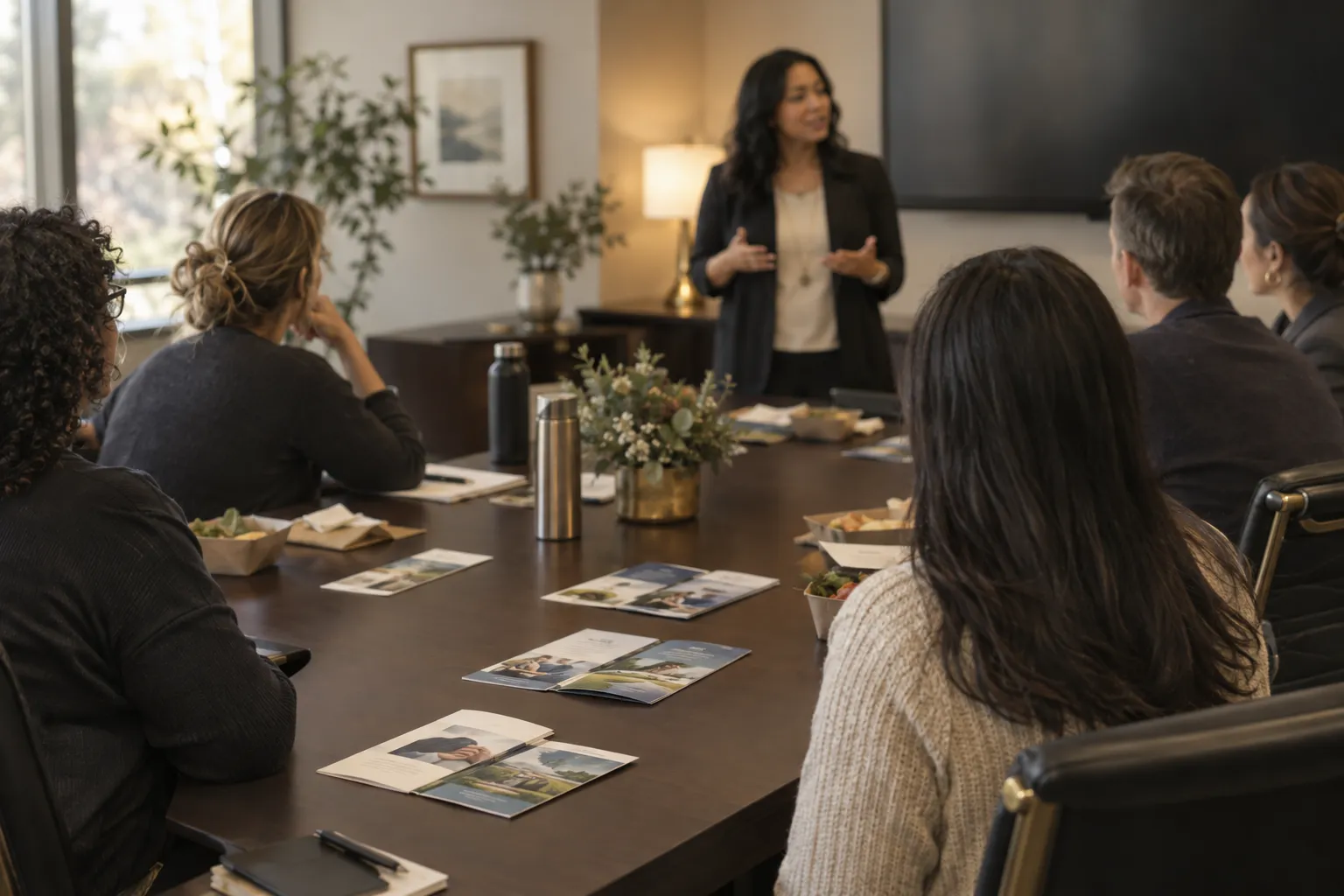 Outreach representative presenting to therapists and social workers